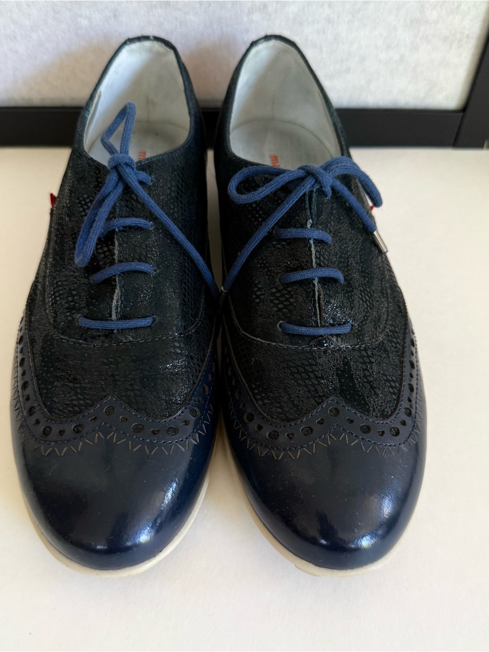 Marc Joseph New York NYC Golf Women's Navy Blue Leather Wingtip Golf Shoes